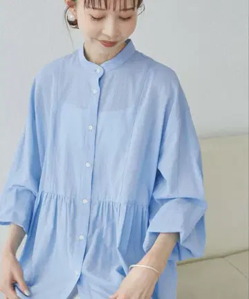 [접촉 냉감 통기성] 오키가루 셔츠 시리즈/면 보일 페플럼 셔츠
