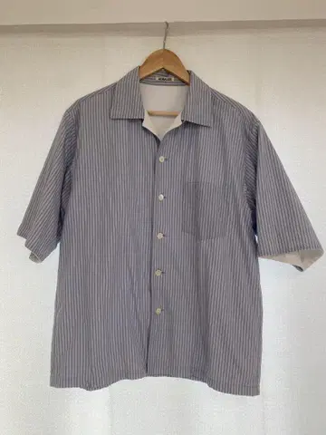 AURALEE TERRY LINED FINX STRIPE SHIRTS