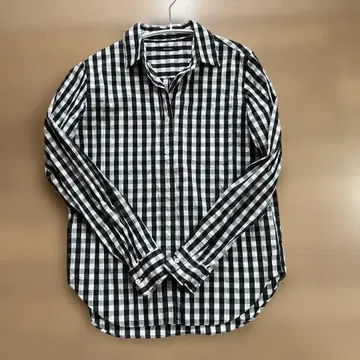 저널 스탠다드 깅엄 체크 장소매 셔츠 블라우스 블랙 화이트