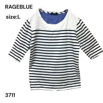 레이지블루 RAGEBLUE 셔츠 상의 L 보더 면 멋쟁이