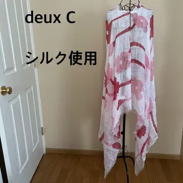 [ deux C ] 숄/겉옷/스톨/실크/실크/꽃무늬/화이트/핑크