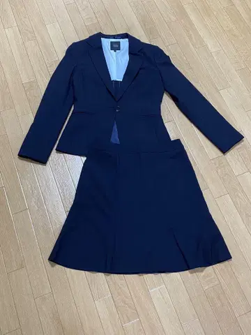 ViVi 정장 스커트 셋업 체크 무늬 네이비 봄/여름 비즈니스 정장 9호