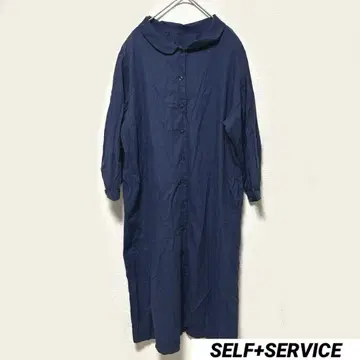 셀프 서비스 셔츠형 롱 원피스 장소 L / LL 레이온 혼방