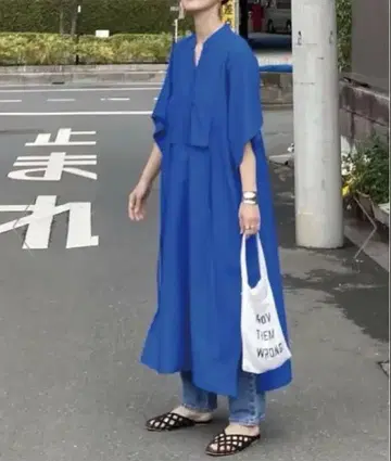 코너스 카프탄 셔츠 원피스 청색