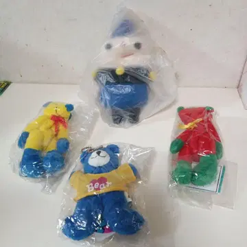 곰 봉제 인형 세트 (파랑 빨간색 노랑 그린) 1000