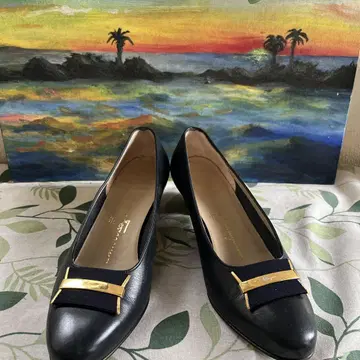 페라가모 블랙 리본 포함 여성용 펌프스 6 C5 23cm