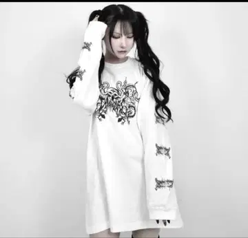 DimMoire Messy Bones 롱 티셔츠 화이트