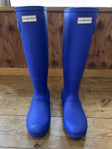 HUNTER 블루 버클 롱 부츠