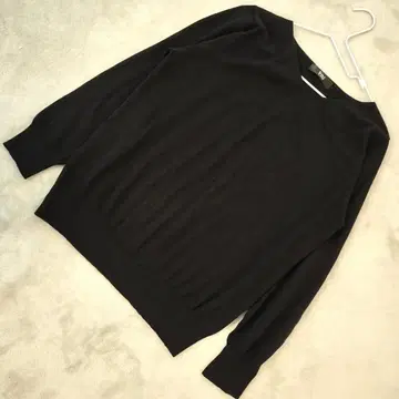 빅 사이즈 XL SMILELAND V넥 니트 티셔츠 블랙