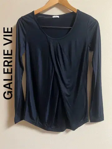 GALERIE VIE 갤러리 비 네이비 긴팔 T셔츠 캐시미어 혼방