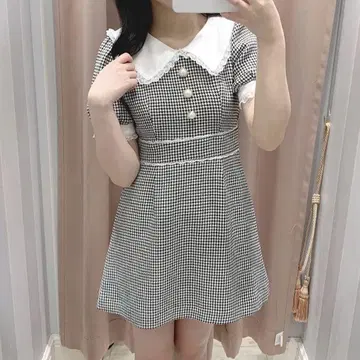 evelyn 하운드투스 체크 펄 원피스 블랙