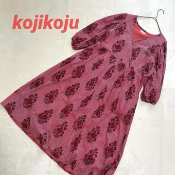 KojiKoju 블록 프린트 원피스 스트라이프 꽃무늬 맥시 넉넉한 핏