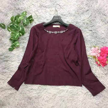 [ Maglie par ef-de ] 비쥬 장식 니트 탑 (7) 퍼플