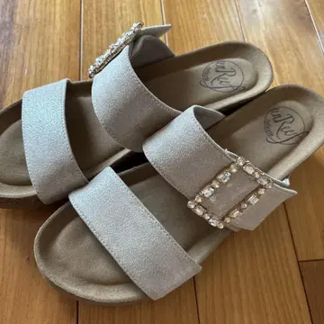 unReef relaxie 비쥬 장식 샌들 라메 장식 베이지 L 24cm