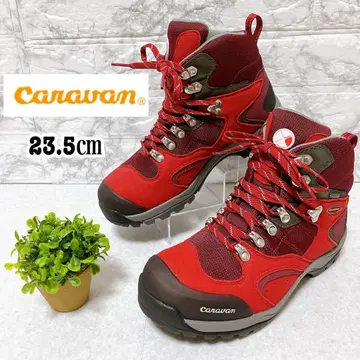 미사용급 caravan 캐러밴 트레킹 슈즈 빨간색 23.5cm