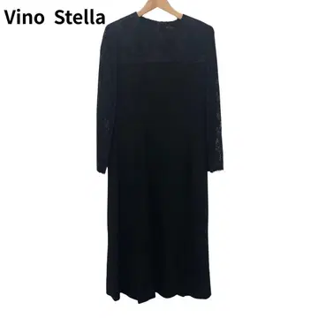 Vino Stella 성인 캐주얼 블랙 롱 드레스 레이스 소매 L