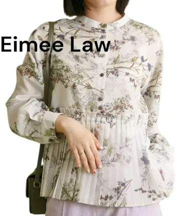 새상품급 Eimee Law 에이미로우 블라우스 보타니컬 플리츠 긴팔