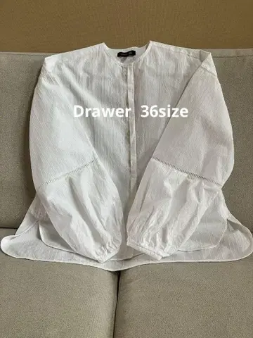 드로워 화이트 블라우스 셔츠 36