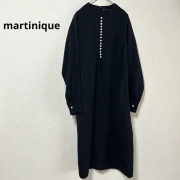 martinique 마르티니크 롱 원피스 네이비 펄 버튼
