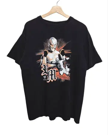 WWE 레이 미스테리오 양면 프린트 티셔츠 블랙 U-TOP