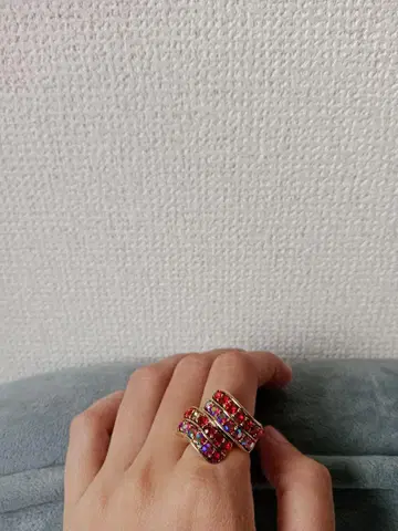 (골드 컬러) 루비 빈티지 반지 / 크리스탈 / 레어 디자인