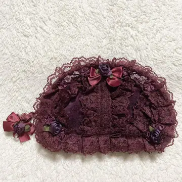 미사용품 chimaki 치마키 꽃 레이스 장식 파우치 프릴 장미