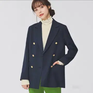 새상품급 GU 더블 브레스트 네이비 테일러드 자켓 금장 버튼 S