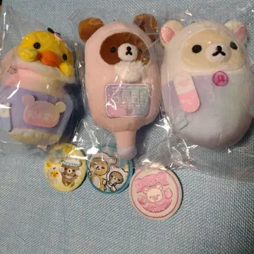 리락쿠마 매달린 봉제 인형, 자수 캔 배지 세트