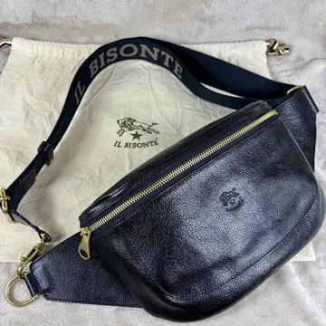 미사용품급 IL BISONTE  붐백 허리 가방 검정