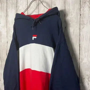 FILA 파커 L 자수 로고 트리콜로르 컬러 리브 라인