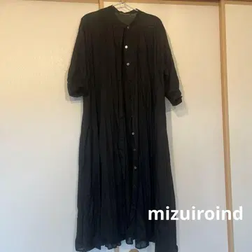 미즈이로 인드 밴드 카라 플레어 원피스