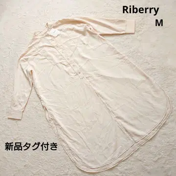 택 포함 새상품 Riberry 아이보리 긴팔 노카라 셔츠 원피스 M