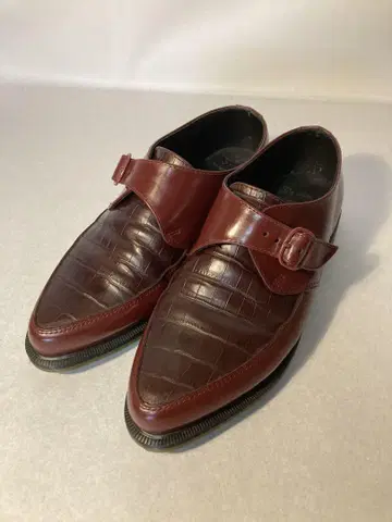 [새상품급] Dr Martens 다크 레드 크로커다일 몽크 스트랩 신발