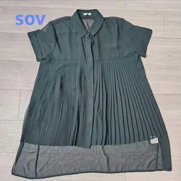 Sov. 반팔 시스루 블라우스 블랙