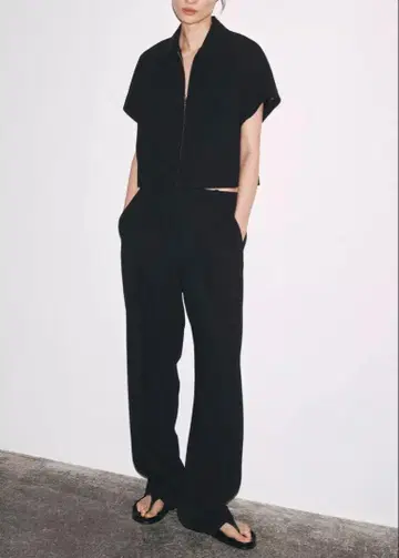 새상품 ZARA 자라 지퍼 셔츠 재킷 크롭 BLACK 블랙