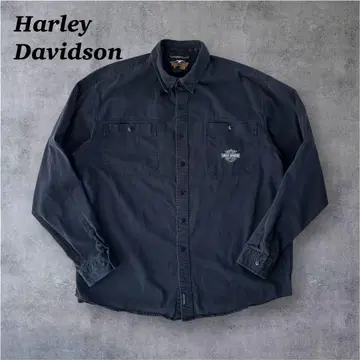 XXL Harley-Davidson 블랙 긴팔 셔츠 워크 셔츠 자수 로고