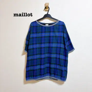 마요 maillot 체크 티셔츠 넉넉한 오버 사이즈