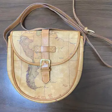 [새상품급] PRIMA CLASSE 가죽 숄더백 세계 지도 도안 반원형