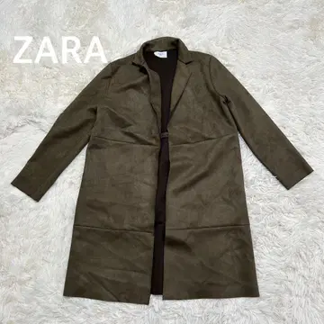 ZARA 자라 스웨이드 느낌 롱 가운 코트 카키 여성용