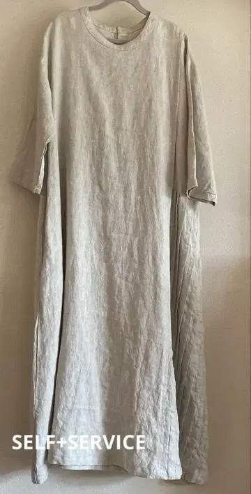 SELF SERVICE 셀프 서비스 린넨 100% 롱 원피스 아이보리