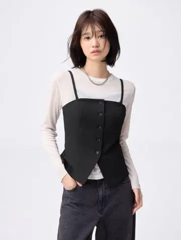 GU 프론트 버튼 뷔스티에 블랙 3XL 새상품 미사용 택 포함