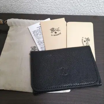 신품 일비존테 천연 가죽 카드 케이스 명함 지갑 블랙 NERO