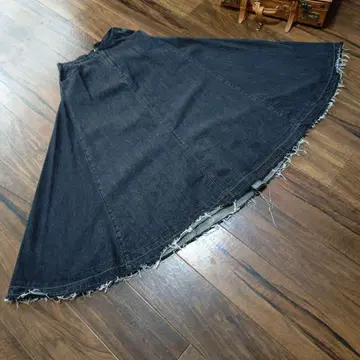 검정 데님 플레어 롱 스커트