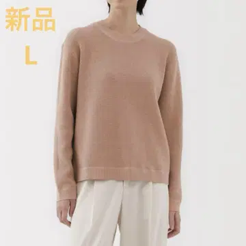 MUJI 워셔블 와플 크루넥 스웨터 여성 L 핑크