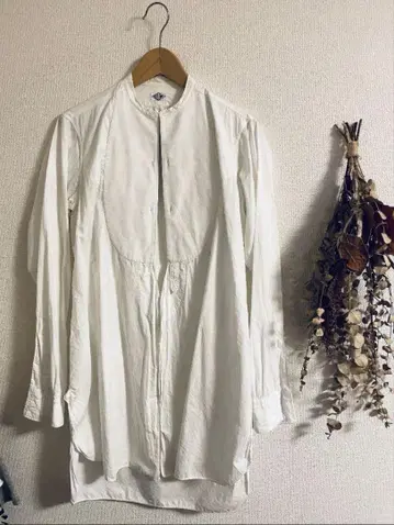 antique vintage 벨기에 롱 셔츠 화이트 블라우스