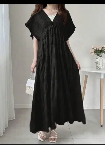 미사용 새상품 셔링 원피스 블랙