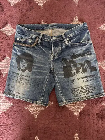 HYSTERIC GLAMOUR 데미지 가공 스터드 데님 숏팬츠