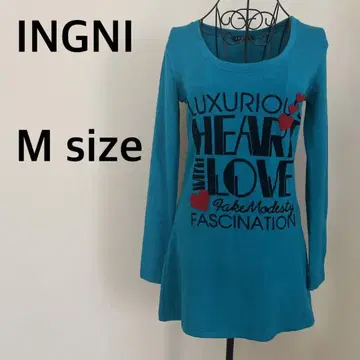 [INGNI] 여성용/긴팔 튜닉/롱티/로고/프린트/그린