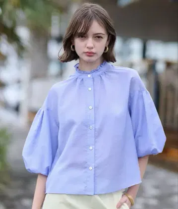 DRESSTERIOR 스탠드 프릴 볼륨 소매 블라우스 34 SS