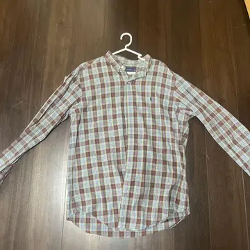 랄프 로렌 블루 계열 체크 무늬 긴팔 플란넬 셔츠